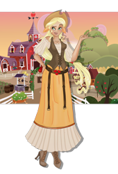 Size: 2000x2941 | Tagged: safe, artist:moryartix, applejack, human, eared humanization, humanized, pony ears, solo