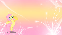 Size: 1920x1080 | Tagged: safe, artist:unfiltered-n, derpibooru import, fluttershy, pegasus, pony, abstract background, flying, smiling, solo, wallpaper