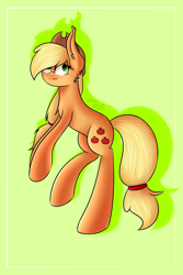 Size: 2000x3000 | Tagged: safe, artist:sisterofblood, applejack, earth pony, pony, chest fluff, ear fluff, rearing, simple background, solo