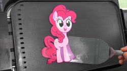 Size: 1280x720 | Tagged: safe, artist:tigertomato, pinkie pie, earth pony, pony, food, pancakes, spatula, youtube link