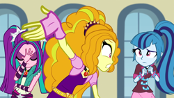 Size: 1366x768 | Tagged: safe, screencap, adagio dazzle, aria blaze, sonata dusk, equestria girls, rainbow rocks, facepalm, gritted teeth, the dazzlings, upset