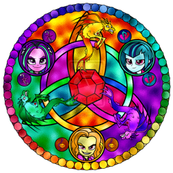 Size: 900x900 | Tagged: safe, artist:earthstar01, adagio dazzle, aria blaze, sonata dusk, siren, equestria girls, rainbow rocks, cutie mark, evil grin, gem, pendant, stained glass