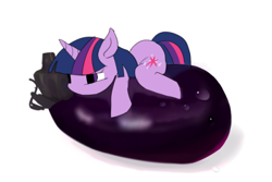 Size: 500x333 | Tagged: safe, artist:youhoujou, derpibooru import, twilight sparkle, eggplant, pixiv, solo