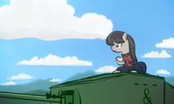 Size: 1200x720 | Tagged: safe, artist:why485, octavia melody, earth pony, pony, churchill, crossover, darjeeling, girls und panzer, st. gloriana, tank (vehicle)