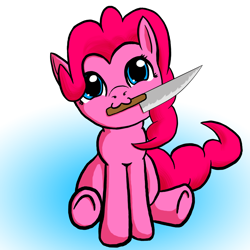 Size: 1000x1000 | Tagged: safe, artist:captainggkitten, pinkie pie, earth pony, pony, :3, knife, solo