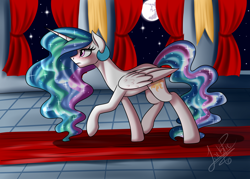 Size: 2800x2000 | Tagged: safe, artist:jack-pie, princess celestia, alicorn, pony, female, mare, mare in the moon, moon, night, solo