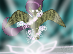 Size: 1024x768 | Tagged: safe, artist:zombiecupcake101, fluttershy, pegasus, pony, glowing eyes, solo