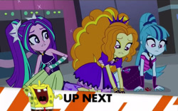 Size: 800x500 | Tagged: safe, adagio dazzle, aria blaze, sonata dusk, equestria girls, rainbow rocks, exploitable meme, inappropriate timing spongebob banner, meme, sleeveless, spongebob squarepants