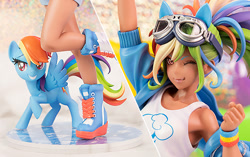 Size: 550x345 | Tagged: safe, derpibooru import, rainbow dash, human, pony, armpits, human ponidox, humanized, kotobukiya, kotobukiya rainbow dash, one eye closed, self ponidox, wink