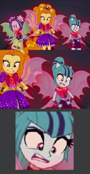 Size: 633x1221 | Tagged: safe, screencap, adagio dazzle, aria blaze, sonata dusk, equestria girls, rainbow rocks, disgusted, ech, oh crap, tenso, the dazzlings, zoom