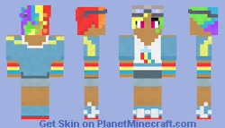 Size: 256x146 | Tagged: safe, artist:panther_grail, derpibooru import, rainbow dash, human, dark skin, humanized, kotobukiya, kotobukiya rainbow dash, minecraft, minecraft block, minecraft pixel art, pixel art