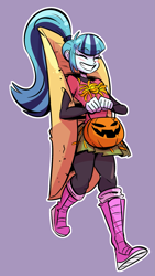 Size: 1083x1920 | Tagged: safe, artist:herny, sonata dusk, equestria girls, rainbow rocks, cute, literal sonataco, nightmare night, pumpkin bucket, sonataco, taco, trick or treat