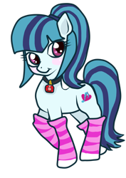 Size: 752x1063 | Tagged: safe, artist:moekonya, sonata dusk, pony, equestria girls, rainbow rocks, clothes, equestria girls ponified, ponified, socknata, socks, solo