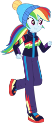 Size: 2560x5985 | Tagged: safe, artist:steyrrdash, derpibooru import, rainbow dash, better together, equestria girls, holidays unwrapped, beanie, clothes, hat, shoes, simple background, sneakers, solo, transparent background, vector, winter outfit