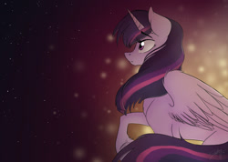 Size: 1024x731 | Tagged: safe, artist:bluefeathercat, derpibooru import, twilight sparkle, twilight sparkle (alicorn), alicorn, pony, female, mare, solo, stars