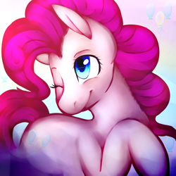 Size: 1000x1000 | Tagged: safe, artist:paperdakku, pinkie pie, earth pony, pony, one eye closed, smiling, solo, wink