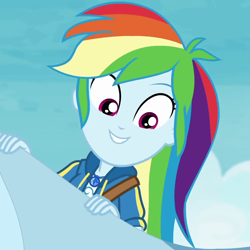 Size: 1023x1021 | Tagged: safe, derpibooru import, screencap, rainbow dash, better together, equestria girls, rollercoaster of friendship, cute, smiling, solo