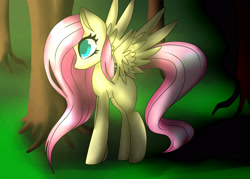 Size: 2800x2000 | Tagged: safe, artist:alexayume, fluttershy, pegasus, pony, female, long mane, long tail, mare, solo, spread wings, wings