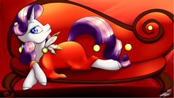 Size: 1921x1081 | Tagged: safe, alternate version, artist:mapleiciousmlp, rarity, pony, unicorn, draw me like one of your french girls, fainting couch, female, mare, solo