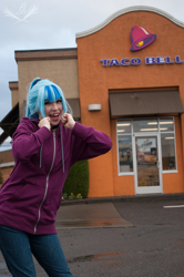 Size: 797x1200 | Tagged: safe, artist:littlemissbloo, sonata dusk, human, cosplay, irl, irl human, photo, solo, sonataco, taco, taco bell, taco tuesday