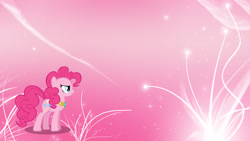 Size: 1920x1080 | Tagged: safe, artist:turtlelove73, artist:unfiltered-n, derpibooru import, edit, pinkie pie, earth pony, pony, abstract background, artifact, element of laughter, solo, wallpaper, wallpaper edit