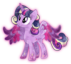 Size: 3349x3000 | Tagged: safe, artist:theshadowstone, derpibooru import, twilight sparkle, twilight sparkle (alicorn), alicorn, crystal pony, pony, crystal twilight, crystallized, female, mare, rainbow power, simple background, solo, this isn't even my final form, transparent background, vector