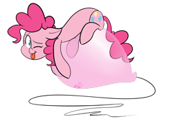 Size: 3000x2108 | Tagged: safe, artist:befishproductions, pinkie pie, earth pony, pony, balloon, balloon sitting, cute, one eye closed, signature, simple background, solo, tongue out, transparent background, wink