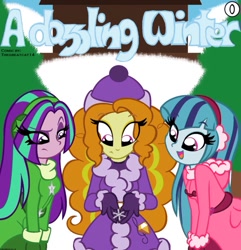 Size: 878x910 | Tagged: safe, artist:queentigrel, adagio dazzle, aria blaze, sonata dusk, equestria girls, a dazzling winter, alternate hairstyle, snow, the dazzlings, winter, winter outfit