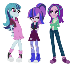 Size: 594x542 | Tagged: safe, artist:unoriginai, aria blaze, sonata dusk, equestria girls, rainbow rocks, alternate hairstyle, arisona, cute, loose hair, magical lesbian spawn, offspring, parent:aria blaze, parent:sonata dusk, parents:arisona, shipping, shoes, sneakers