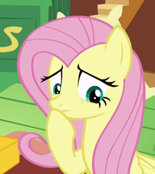 Size: 391x436 | Tagged: safe, screencap, fluttershy, pegasus, pony, dungeons and discords, solo
