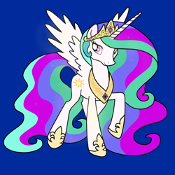 Size: 5000x5000 | Tagged: safe, artist:racquel-silverspirit, princess celestia, alicorn, pony, absurd resolution, blue background, simple background, solo