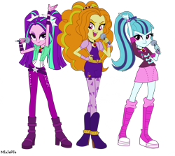 Size: 5614x5000 | Tagged: safe, artist:mixiepie, adagio dazzle, aria blaze, sonata dusk, equestria girls, absurd resolution, boots, microphone, shoes, simple background, the dazzlings, transparent background, vector