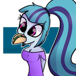 Size: 3000x3000 | Tagged: safe, artist:brinxx, sonata dusk, equestria girls, cleavage, female, sonataco, taco