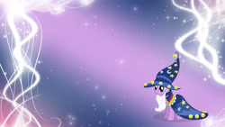 Size: 1920x1080 | Tagged: safe, artist:keinzantezuken, artist:unfiltered-n, derpibooru import, edit, twilight sparkle, pony, abstract background, solo, star swirl the bearded costume, wallpaper, wallpaper edit