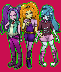 Size: 850x992 | Tagged: safe, artist:anko, adagio dazzle, aria blaze, sonata dusk, equestria girls, rainbow rocks, pixiv, the dazzlings