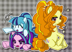 Size: 908x650 | Tagged: safe, artist:maron0807, adagio dazzle, aria blaze, sonata dusk, equestria girls, rainbow rocks, equestria girls ponified, ponified, the dazzlings