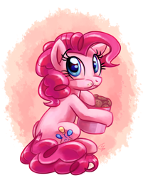 Size: 1280x1590 | Tagged: dead source, safe, artist:lightof-dawn, pinkie pie, earth pony, pony, aweeg*, container, cookie, cookie jar, crumbs, cute, diapinkes, eating, female, food, hoof hold, mare, signature, sitting, solo, style emulation, whitediamonds-ish
