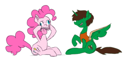 Size: 1024x484 | Tagged: safe, artist:phineaddict, pinkie pie, oc, oc:frost d. tart, alicorn, pony, alicorn oc, cute, funny face, silly, silly pony