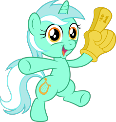 Size: 6673x7011 | Tagged: safe, artist:aleximusprime, artist:infinitoa, lyra heartstrings, absurd resolution, bipedal, chibi, foam finger, solo