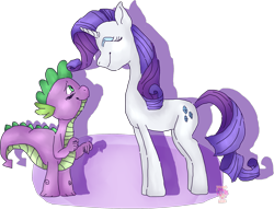 Size: 2209x1684 | Tagged: safe, artist:incubus-kills, rarity, spike, dragon, pony, unicorn, female, male, shipping, simple background, sparity, straight, transparent background