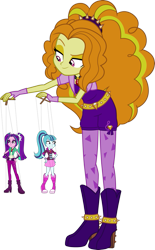 Size: 743x1200 | Tagged: safe, adagio dazzle, aria blaze, sonata dusk, equestria girls, rainbow rocks, puppet strings