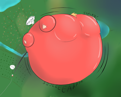 Size: 1280x1024 | Tagged: safe, artist:siggyt, big macintosh, earth pony, pony, air inflation, blimp, hose, inflation, male, solo, stallion