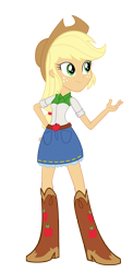 Size: 2000x4100 | Tagged: safe, artist:sam-f-nacman, applejack, equestria girls, absurd resolution, boots, clothes, cowboy boots, cowboy hat, denim skirt, freckles, hat, shoes, simple background, skirt, solo, stetson, transparent background, vector