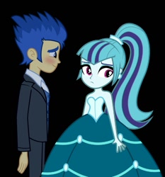 Size: 862x926 | Tagged: safe, artist:themexicanpunisher, flash sentry, sonata dusk, equestria girls, blushing, senata, shipping