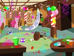 Size: 1280x960 | Tagged: safe, artist:moabite, pinkie pie, earth pony, pony, balloon, female, mare, party, pink coat, pink mane