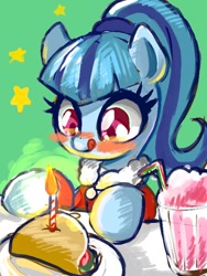 Size: 600x796 | Tagged: safe, artist:susu, sonata dusk, pony, equestria girls, rainbow rocks, candle, equestria girls ponified, milkshake, ponified, solo, sonataco, taco