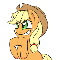 Size: 1100x1100 | Tagged: safe, artist:notenoughapples, applejack, earth pony, pony, cute, simple background, smiling, solo, transparent background