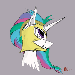 Size: 4096x4096 | Tagged: safe, alternate version, artist:wax-42, princess celestia, alicorn, pony, absurd resolution, alternate hairstyle, armor, female, head, sketch, solo