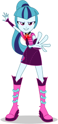 Size: 6000x12750 | Tagged: safe, artist:caliazian, sonata dusk, equestria girls, rainbow rocks, .ai available, absurd resolution, amulet, boots, clothes, evil, fingerless gloves, gloves, high heel boots, jewelry, looking at you, necklace, necktie, pendant, pose, simple background, skirt, solo, transparent background, vector, welcome to the show