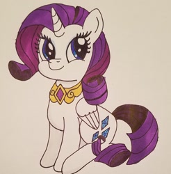 Size: 1900x1927 | Tagged: safe, artist:iffoundreturntorarity, rarity, alicorn, alicornified, element of generosity, female, mare, race swap, raricorn, simple background, smiling, solo, traditional art, white background